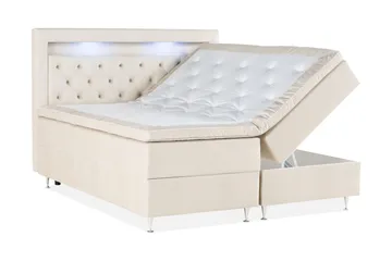 Alessia Komplett Sängpaket med Förvaring LED-belysning 180x200 cm - Beige - Products - Möbler - Säng - Säng med förvaring