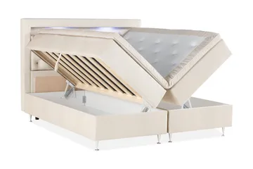 Alessia Komplett Sängpaket med Förvaring LED-belysning 180x200 cm - Beige - Products - Möbler - Säng - Säng med förvaring
