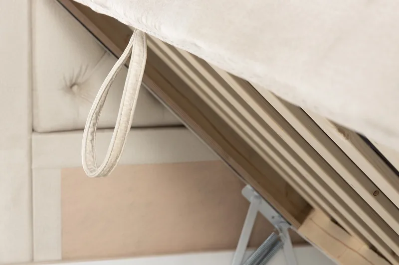 Alessia Komplett Sängpaket med Förvaring LED-belysning 180x200 cm - Beige - Products - Möbler - Säng - Säng med förvaring