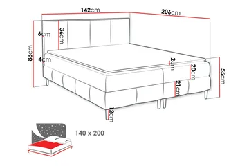 Celestine Förvaringssäng 140x200 cm - Beige/Grå - Products - Möbler - Säng - Komplett sängpaket