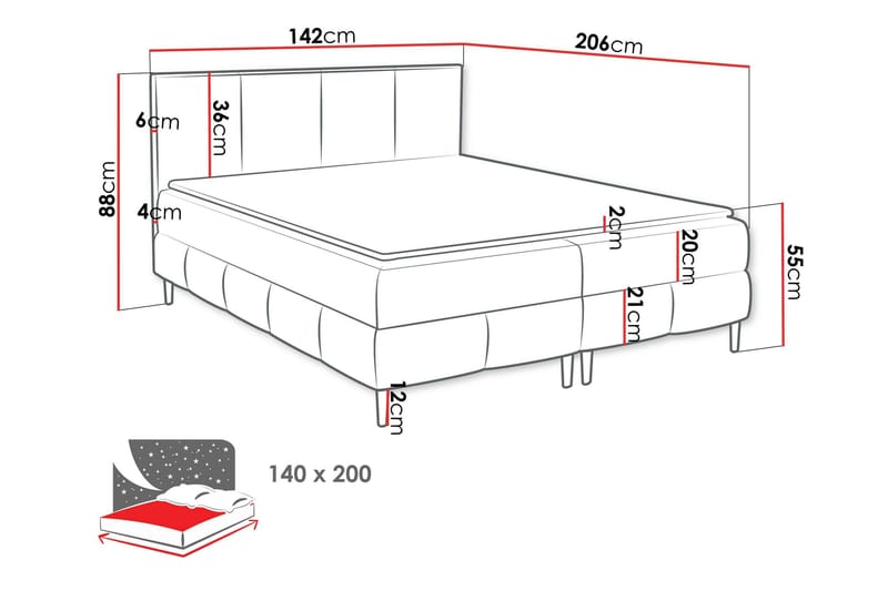 Celestine Förvaringssäng 140x200 cm - Blå - Products - Möbler - Säng - Komplett sängpaket