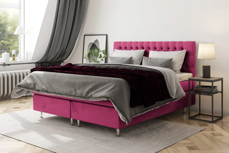 Celine Kontinentalsäng 120x200cm - Rosa/Sammet - Products - Möbler - Säng - Kontinentalsäng