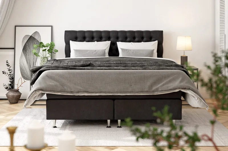 Celine Sängpaket 120x200 cm - Svart/Sammet - Products - Möbler - Säng - Kontinentalsäng