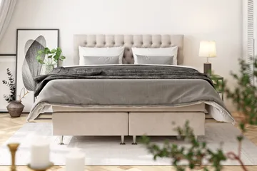 Celine Sängpaket 180x200 cm - Beige / Sammet - Products - Möbler - Säng - Kontinentalsäng