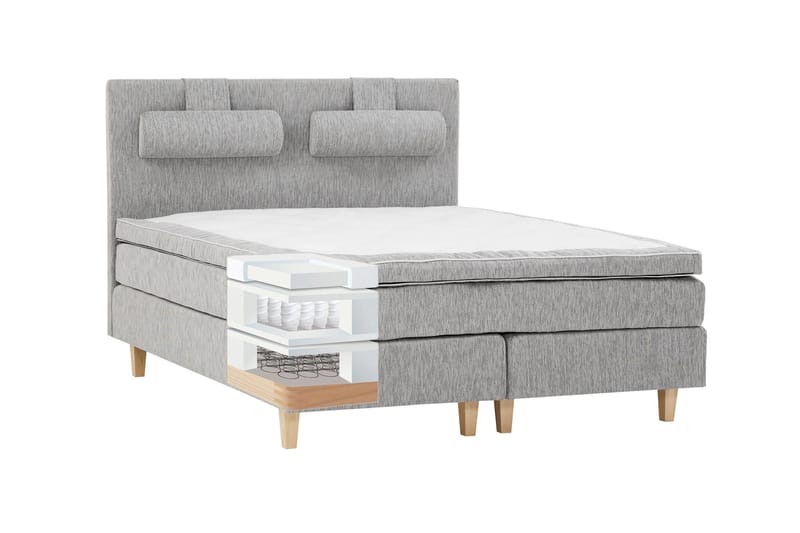 Charleston Kontinentalsäng 180x200 Fast Polyeterskum - Ljusgrå - Products - Möbler - Säng - Kontinentalsäng