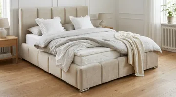 Cleaton Sängram 180x200 cm med Förvaring HVILA Skummadrass och Bäddmadrass i Memoryskum med Tvättbar klädsel - Grå/Vit - Products - Möbler - Säng - Komplett sängpaket
