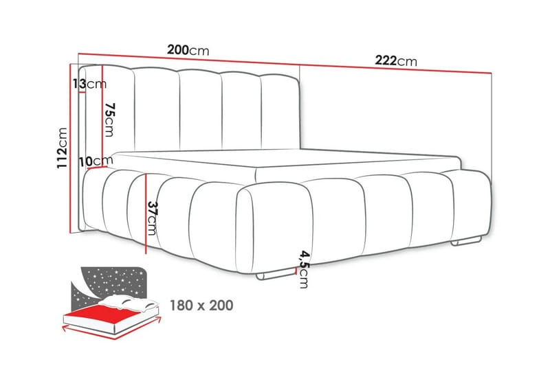 Cleaton Sängram 180x200 cm med Förvaring HVILA Pocketresårmadrass och Bäddmadrass i Memoryskum med Tvättbar klädsel - Grå/Vit - Products - Möbler - Säng - Komplett sängpaket