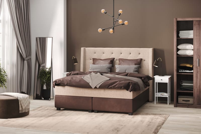 Cuba Sängpaket 160x200 med Två Bruna Kuddar - (+Fler val) Beige/Brun - Products - Möbler - Säng - Kontinentalsäng