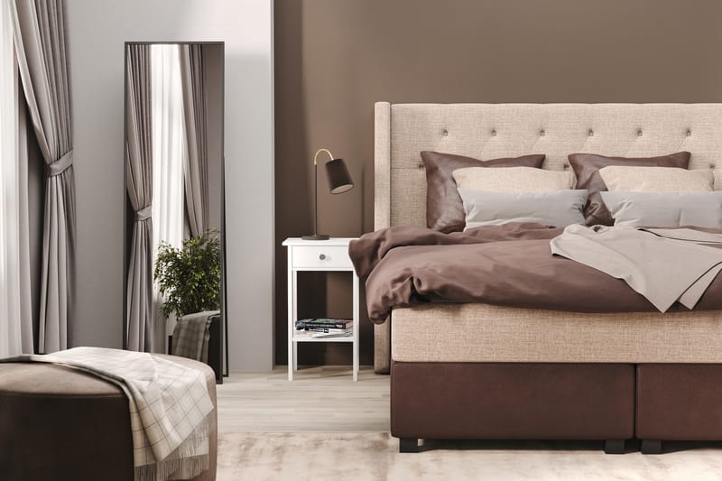 Cuba Sängpaket 210x210 med Två Bruna Två Beiga Kuddar - (+Fler val) Beige/Brun - Products - Möbler - Säng - Kontinentalsäng