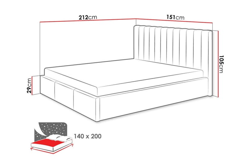 Derry Sängram 140x200 cm - Grå - Products - Möbler - Säng - Sängram & sängstomme