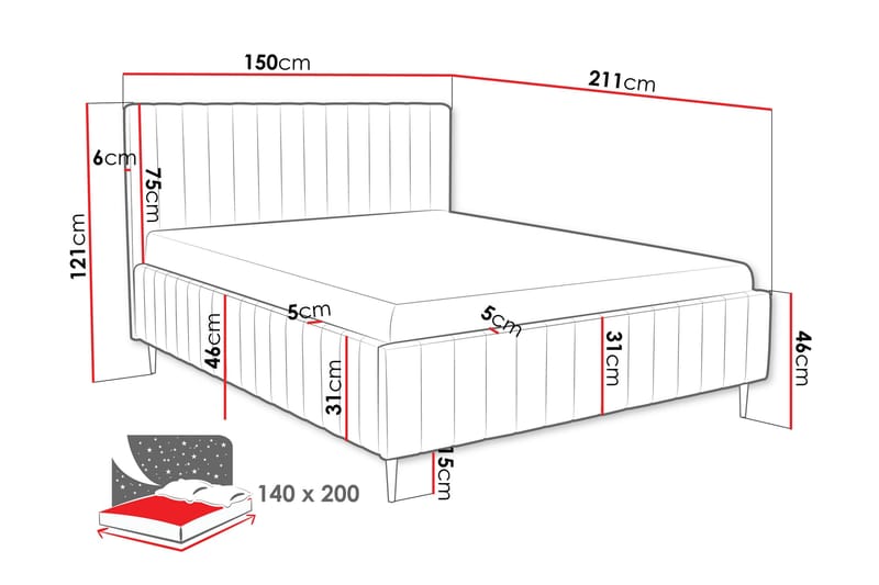 Desio Förvaringssäng 140x200 cm - Blå - Products - Möbler - Säng - Säng med förvaring