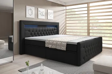 Franco Komplett Sängpaket med förvaring LED-belysning 180x200 cm