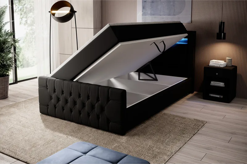 Franco Sängpaket med förvaring 120x200 LED-belysning - 120x200 Svart (+Fler val) - Products - Möbler - Säng - Säng med förvaring