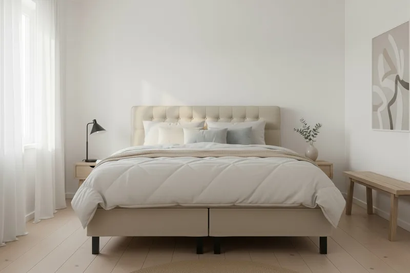 HVILA Classic Komplett Sängpaket 160x200 cm Kontinentalsäng med diamant sänggavel - Beige - Products - Möbler - Säng - Kontinentalsäng