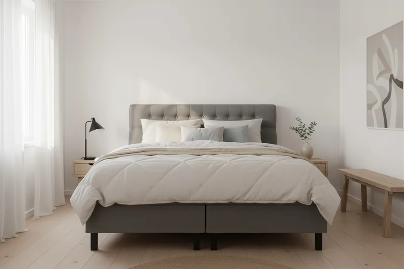 HVILA Classic Komplett Sängpaket 180x200 cm Kontinentalsäng med diamant sänggavel - Grå - Products - Möbler - Säng - Kontinentalsäng