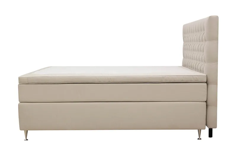 HVILA Lyx Komplett Sängpaket 160x200 cm Kontinentalsäng med knappad sänggavel i sammet - Beige / Sammet - Products - Möbler - Säng - Kontinentalsäng