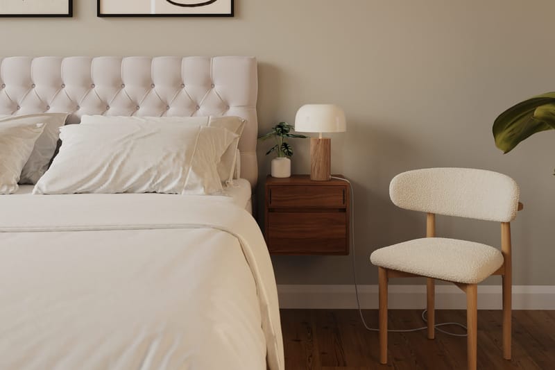 HVILA Lyx Komplett Sängpaket 160x200 cm Kontinentalsäng med knappad sänggavel i sammet - Beige / Sammet - Products - Möbler - Säng - Kontinentalsäng