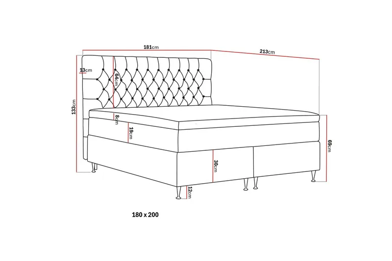HVILA Lyx Komplett Sängpaket 180x200 cm Kontinentalsäng med knappad sänggavel - Grå - Products - Möbler - Säng - Kontinentalsäng