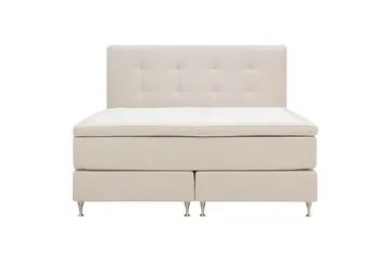 HVILA Premium Komplett Sängpaket 180x200 cm Kontinentalsäng med Sänggavel, Ljusbeige Tyg