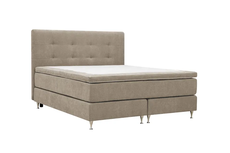 HVILA Premium Komplett Sängpaket 160x200 cm Kontinentalsäng med Sänggavel - Ljusbrun Tyg - Products - Möbler - Säng - Kontinentalsäng