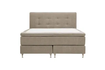 HVILA Premium Komplett Sängpaket 160x200 cm Kontinentalsäng med Sänggavel, Ljusbrun Tyg
