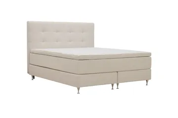 HVILA Premium Komplett Sängpaket 160x200 cm Kontinentalsäng med Sänggavel - Ljusbeige Bouclé - Products - Möbler - Säng - Kontinentalsäng