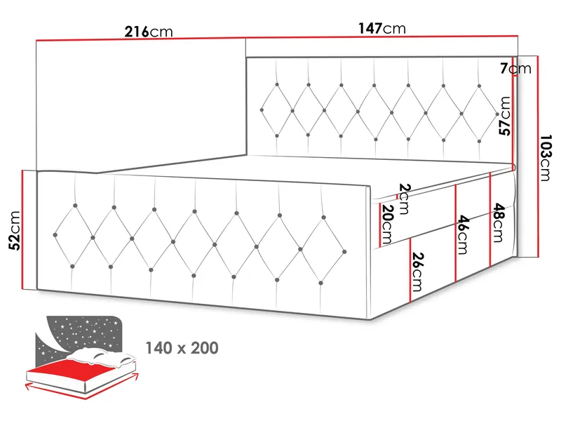 Jitendra Sängpaket Kontinentalsäng 140x200 cm med Förvaring - Brun - Products - Möbler - Säng - Komplett sängpaket