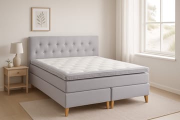 Kontinentalsäng Aspen Lyxpaket med Sänggavel 180x200 cm - Ljusgrå - Products - Möbler - Säng - Komplett sängpaket