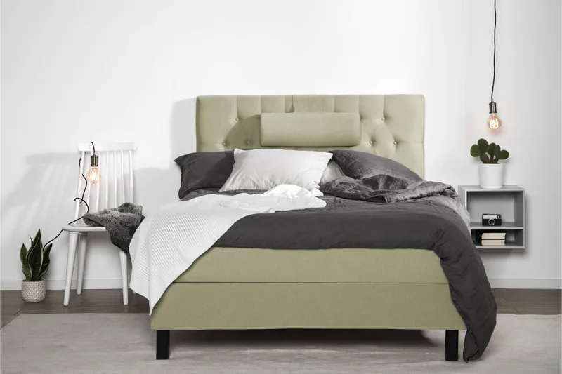 Lucky Komplett Sängpaket 120x200 Memory Diamant Sänggavel, Nackkudde Stor Grön