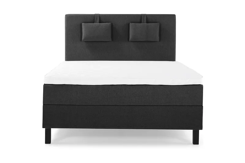 Lucky Komplett Sängpaket 140x200 Skum Slät, Nackkudde Liten Svart/Grå