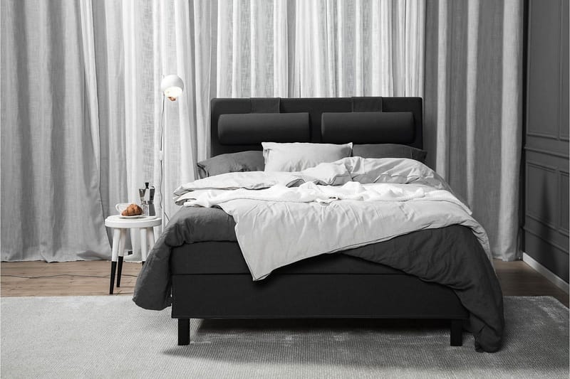 Lucky Komplett Sängpaket 140x200 Skum Slät - Nackkudde Liten Svart/Grå - Products - Möbler - Säng - Kontinentalsäng