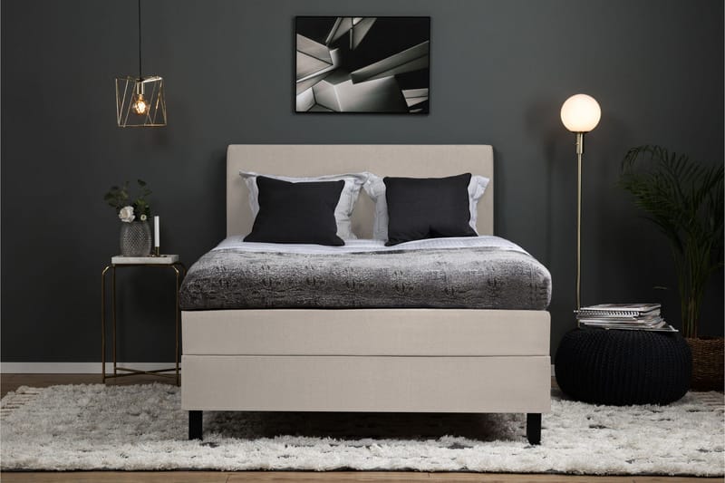 Lucky Komplett Sängpaket 140x200 Skum Slät Sänggavel - Beige - Products - Möbler - Säng - Kontinentalsäng