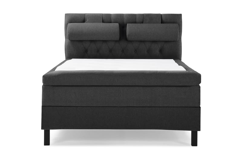 Lucky Komplett Sängpaket 140x200 Polyeter Diamant Sänggavel, Nackkudde Stor Svart/Grå