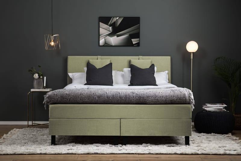 Lucky Komplett Sängpaket 160x200 Memory Slät Sänggavel - Nackkudde Liten Grön - Products - Möbler - Säng - Kontinentalsäng