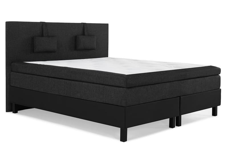 Lucky Komplett Sängpaket 180x200 Latex Slät - Nackkudde Liten Svart/Grå/PU - Products - Möbler - Säng - Kontinentalsäng