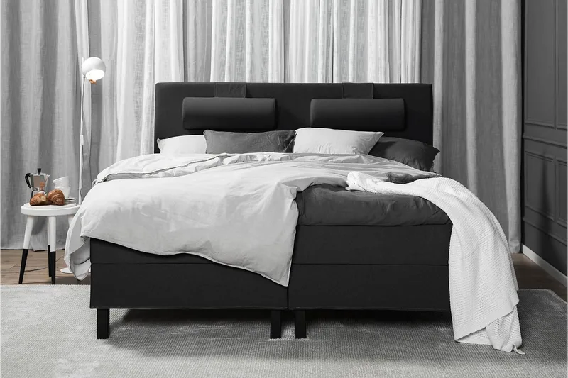 Lucky Komplett Sängpaket 180x200 Latex Slät Sänggavel - Svart/Grå - Products - Möbler - Säng - Kontinentalsäng