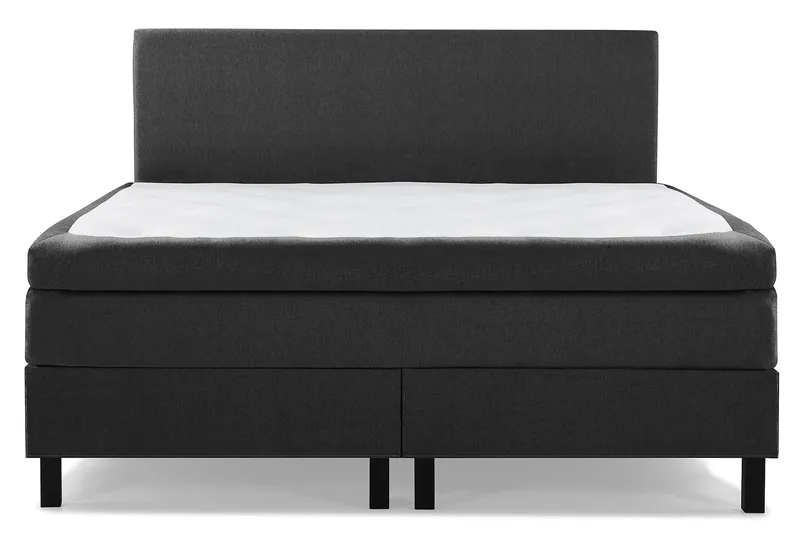 Lucky Komplett Sängpaket 180x200 Latex Slät Sänggavel, Svart/Grå