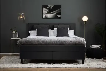 Lucky Komplett Sängpaket 180x200 Latex Slät Sänggavel - Svart/Grå - Products - Möbler - Säng - Kontinentalsäng