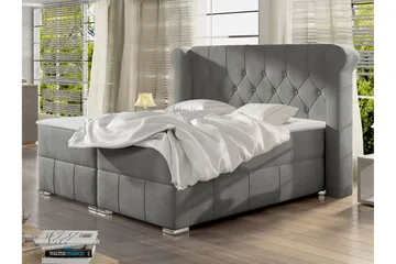 Lyckorna Kontinentalsäng 140x200 cm LED-belysning - Grå - Products - Möbler - Säng - Säng med förvaring