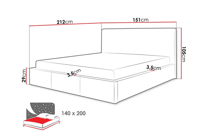 Nieres Förvaringssäng 140x200cm - Grå - Products - Möbler - Säng - Säng med förvaring