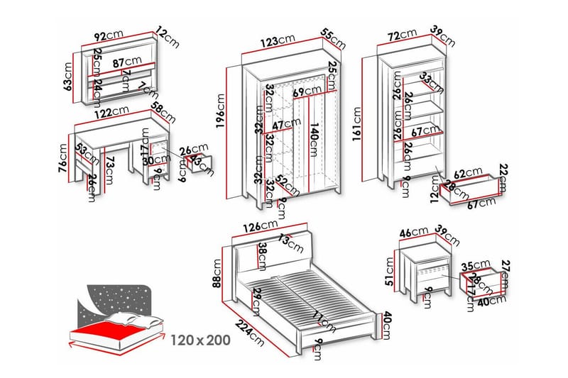 Rathmore Möbelset För Sovrum - Svart - Products - Möbler - Säng - Möbelset för sovrum