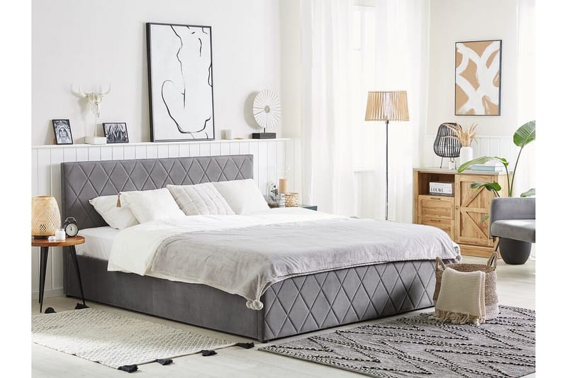 Rochefort Förvaringssäng 160x200 cm - Sammet/Grå - Products - Möbler - Säng - Säng med förvaring