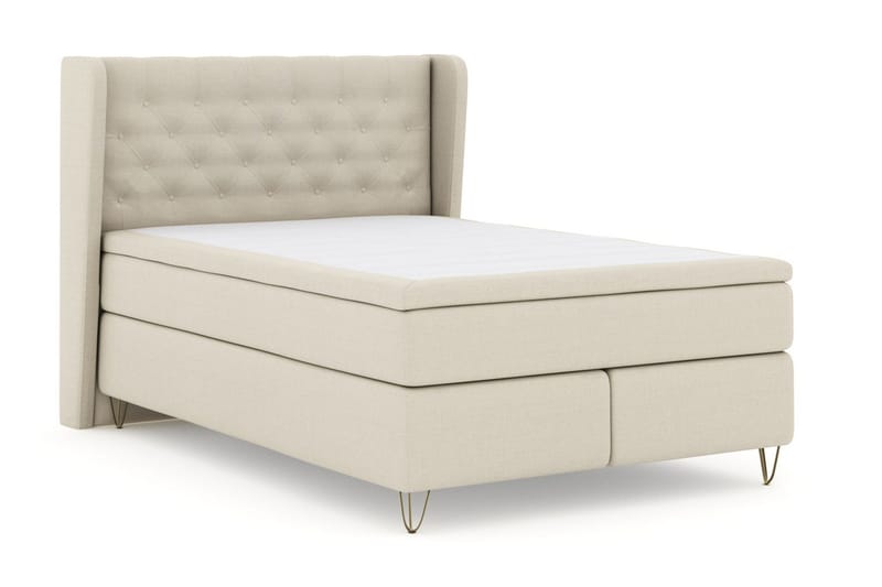 Select No 4 Komplett Sängpaket 160x200 Fast - Beige/Metall V-form - Products - Möbler - Säng - Kontinentalsäng