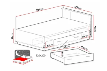 Strathy Sängram 120x200 cm - Svart - Products - Möbler - Säng - Säng med förvaring
