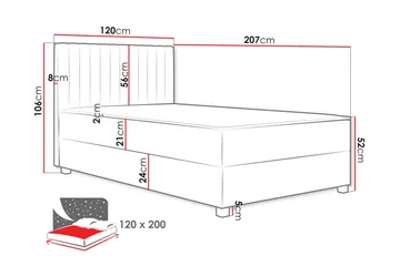 Veyran Sängpaket Kontinentalsäng med Förvaring 120x200 cm - Rosa - Products - Möbler - Säng - Komplett sängpaket