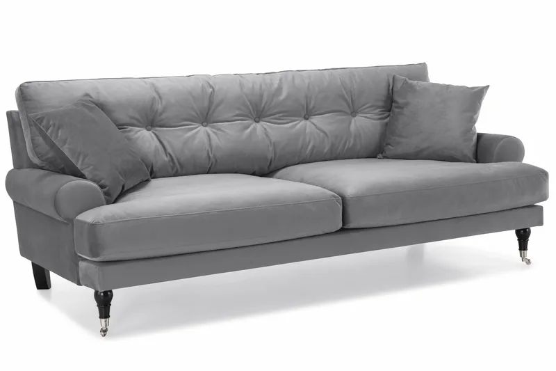 Andrew 3-sits Sammetssoffa - Ljusgrå - Products - Möbler - Soffa - 3 sits soffa