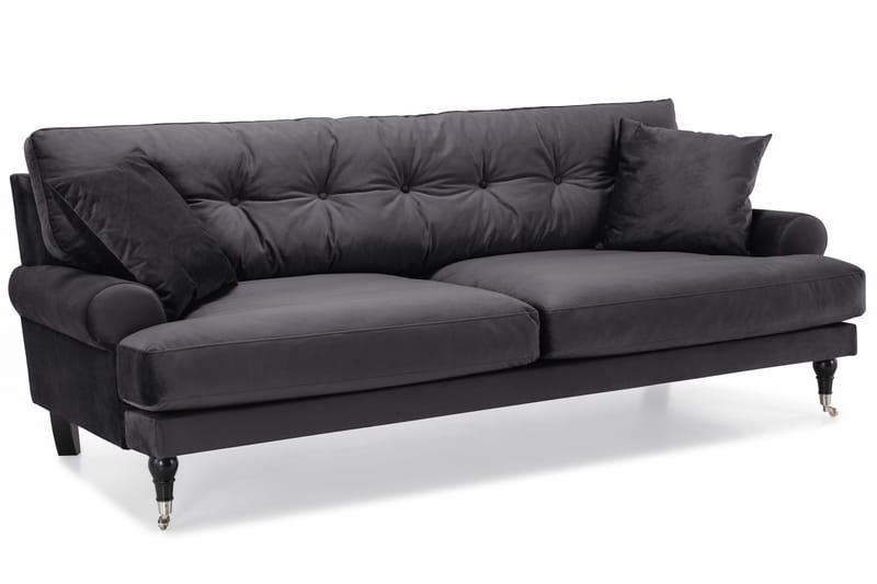 Andrew 3-sits Sammetssoffa - Mörkgrå - Products - Möbler - Soffa - 3 sits soffa