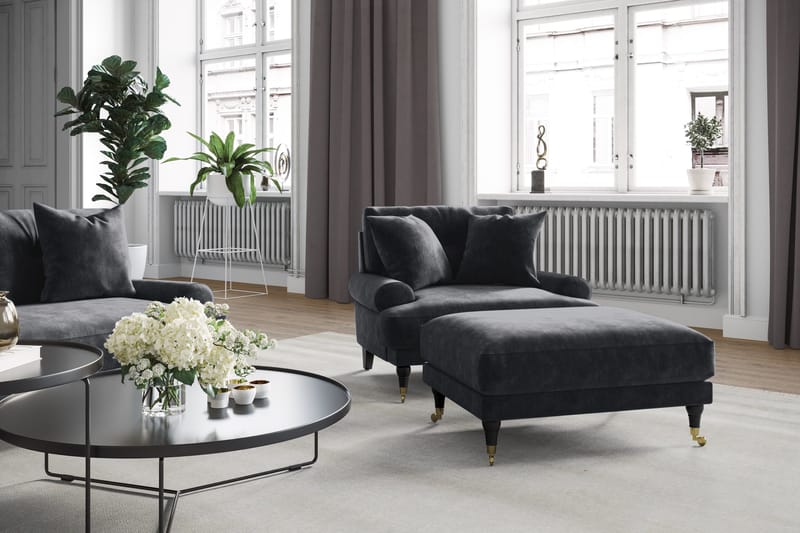 Andrew 3-sits Sammetssoffa - Mörkgrå - Products - Möbler - Soffa - 3 sits soffa