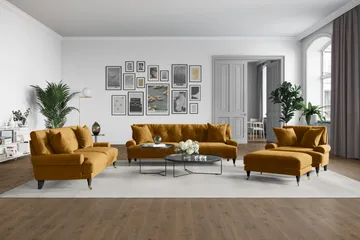 Andrew 3-sits Sammetssoffa - Mörkgul - Products - Möbler - Soffa - 3 sits soffa