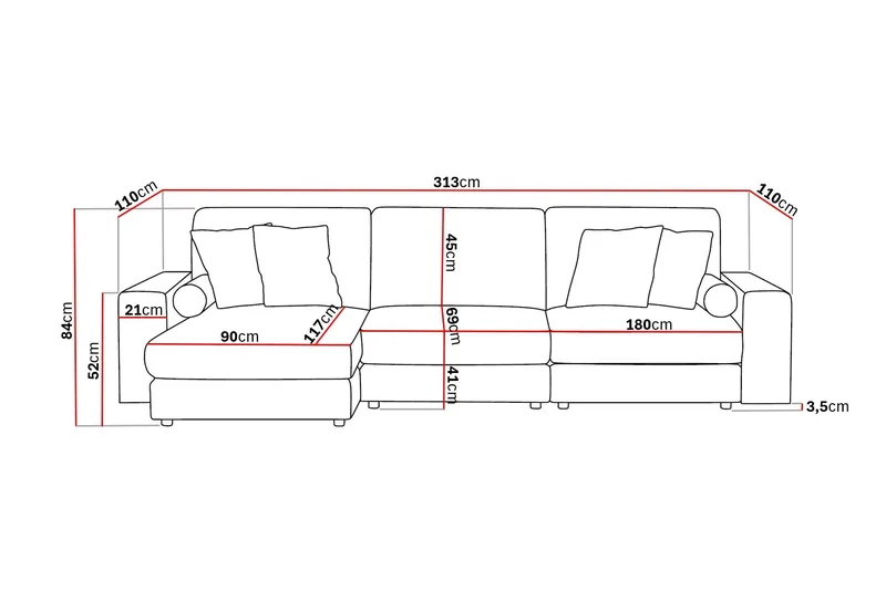 Arken Lyx 5-sits Vändbar L-formad Djup Divansoffa i Manchester - Brun - Products - Möbler - Soffa - Divansoffa & schäslongsoffa